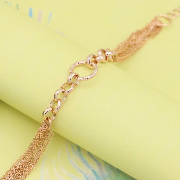 "Rose Gold Textured Chain Bracelet with Circle Accent, XPBL1109 - Picture 4 of 12